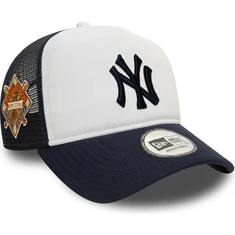 New Era A Frame World Series New York Yankees MLB White and Navy Blue Trucker Hat