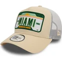 siltovka-zaoblena-bezova-snapback-a-frame-license-plate-miami-ciudades-y-playas-new-era