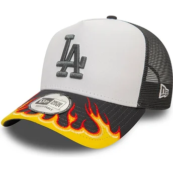 New Era A Frame Flame Los Angeles Dodgers MLB White and Grey Trucker Hat