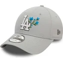 verstellbare-graue-9forty-kappe-mit-gebogenem-schirm-flower-icon-der-los-angeles-dodgers-mlb-von-new-era