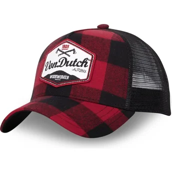 Von Dutch CAR01 Red and Black Trucker Hat