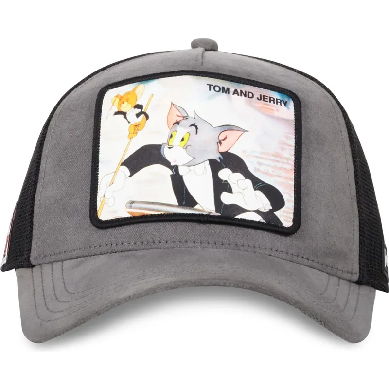 trucker-cap-grau-und-schwarz-tom-und-jerry-taj5-tom-looney-tunes-von-capslab