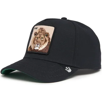 Schwarze Snapback-Kappe mit gebogenem Schirm Löwe King Field 100 All Season Wolle The Farm von Goorin Bros.