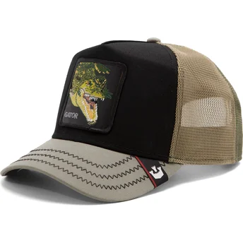 goorin-bros-the-farm-gator-tri-tone-schwarze-und-grune-krokodil-trucker-kappe