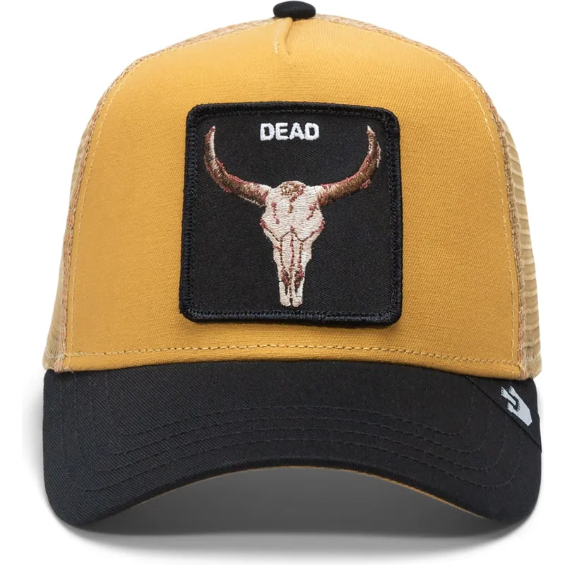 siltovka-zaoblena-zlta-snapback-the-dead-skull-eco-brutalism-the-farm-goorin-bros