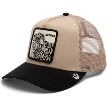 beige-und-schwarze-trucker-mutze-leopard-menace-the-snow-leopard-big-cats-the-farm-von-goorin-bros