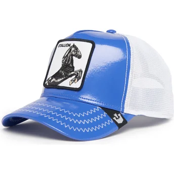 Trucker-Cap blau und weiß Pferd Stallion Horsepower Puff...