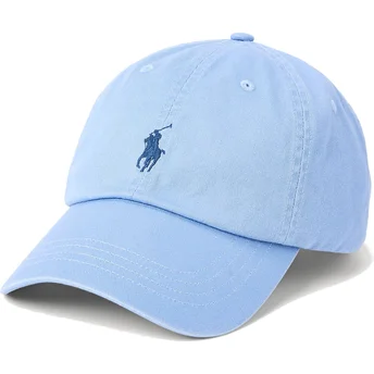 Polo Ralph Lauren Curved Brim Blue Logo Cotton Chino Classic Sport Light Blue Adjustable Cap