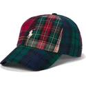 verstellbare-mehrfarbige-kappe-mit-gebogenem-schirm-und-weissem-logo-classic-sport-plaid-von-polo-ralph-lauren