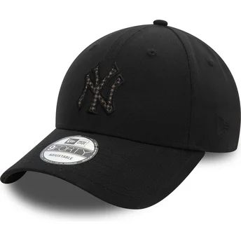 Schwarze verstellbare Curved Cap 9FORTY Check Infill der New York Yankees MLB von New Era