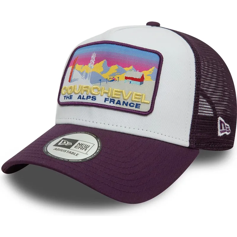 siltovka-zaoblena-fialova-snapback-a-frame-ski-patch-courchevel-ciudades-y-playas-new-era