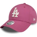verstellbare-rosa-damen-cap-mit-gebogenem-schirm-9forty-league-essential-los-angeles-dodgers-mlb-von-new-era