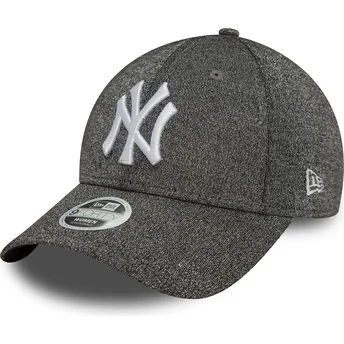 Schwarze gebogene verstellbare Damenkappe 9FORTY Glitter der New York Yankees MLB von New Era