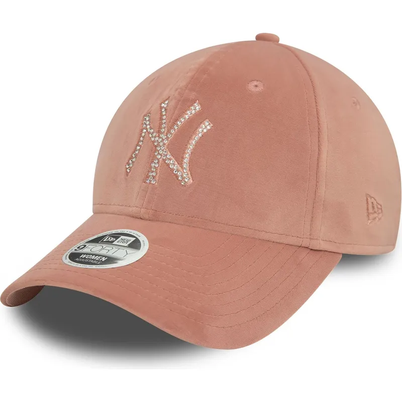 siltovka-zaoblena-ruzova-nastavitelny-9forty-velour-diamante-new-york-yankees-mlb-new-era