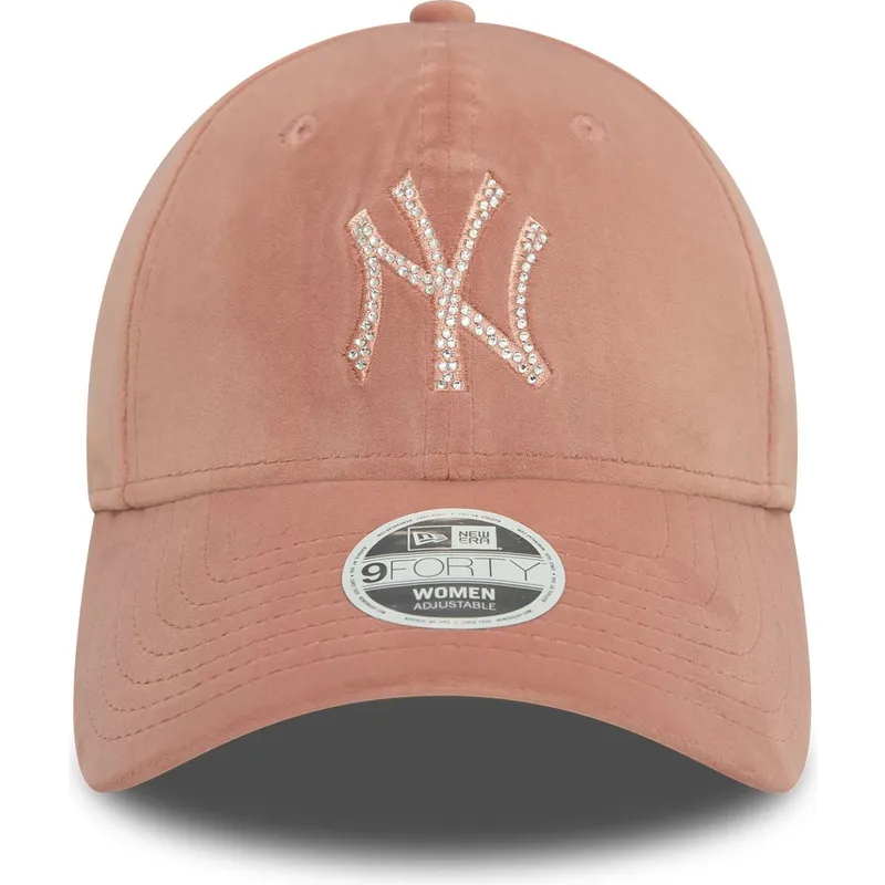 siltovka-zaoblena-ruzova-nastavitelny-9forty-velour-diamante-new-york-yankees-mlb-new-era