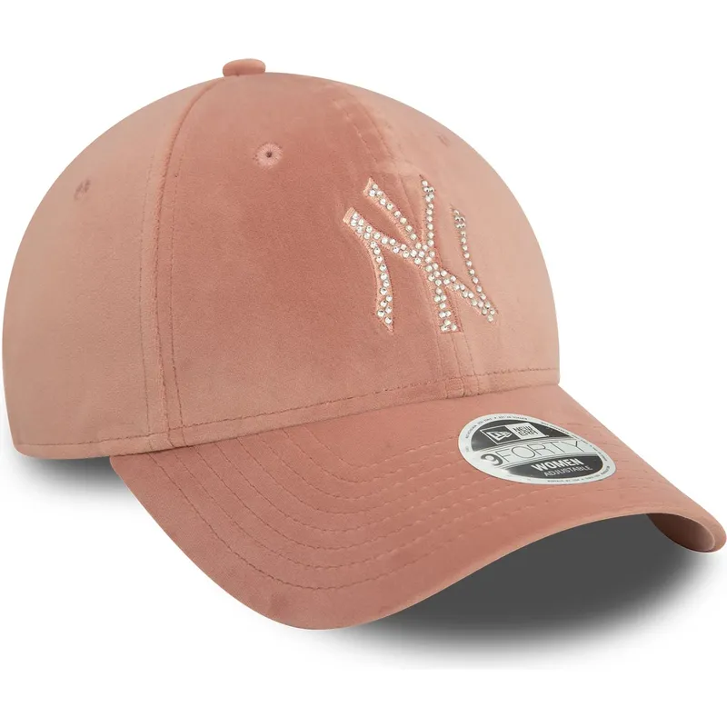siltovka-zaoblena-ruzova-nastavitelny-9forty-velour-diamante-new-york-yankees-mlb-new-era