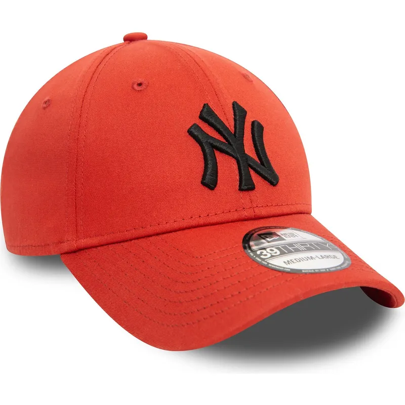 new-era-mlb-new-york-yankees-39thirty-league-essential-orange-gebogener-fit-cap-mit-schwarzem-logo