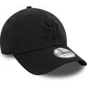 schwarze-gebogene-anpassbare-kappe-mit-schwarzem-logo-39thirty-stretch-nylon-der-new-york-yankees-mlb-von-new-era