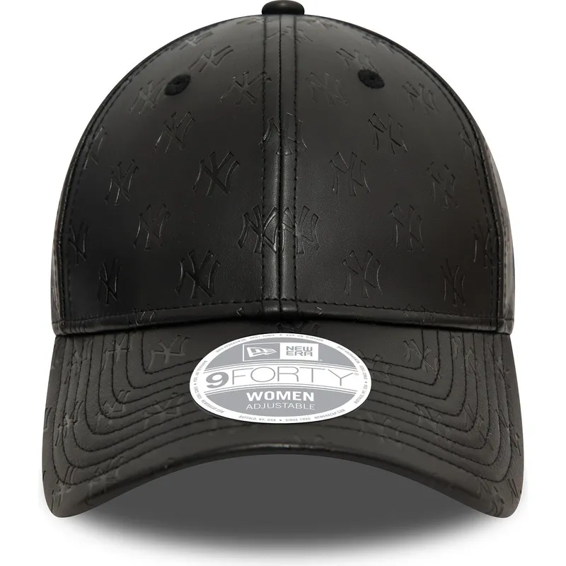 schwarze-verstellbare-damenkappe-9forty-pu-monogram-new-york-yankees-mlb-von-new-era