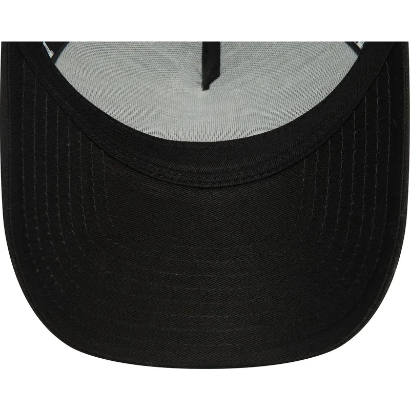 schwarze-gebogene-snapback-kappe-mit-beigem-logo-9forty-e-frame-league-essential-der-los-angeles-dodgers-mlb-von-new-era