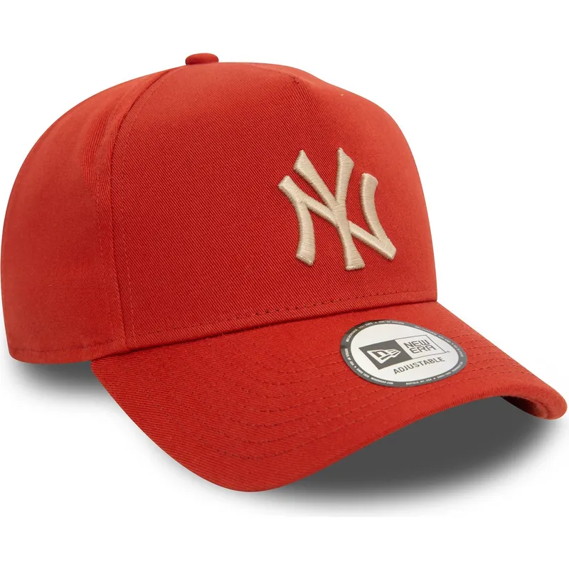 new-era-new-york-yankees-mlb-9forty-e-frame-league-essential-snapback-kappe-mit-gebogenem-schirm-in-orange-und-beigem-logo