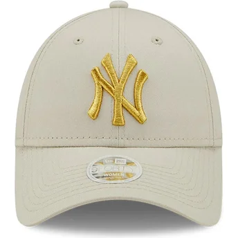 Šiltovky zaoblená béžová nastaviteľný pásik dorado 9FORTY Metallic New York Yankees MLB New Era