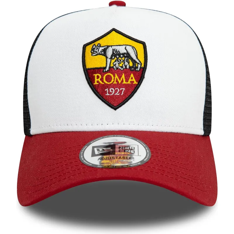 weisse-schwarze-und-rote-9forty-e-frame-core-trucker-cap-associazione-sportiva-roma-serie-a-von-new-era
