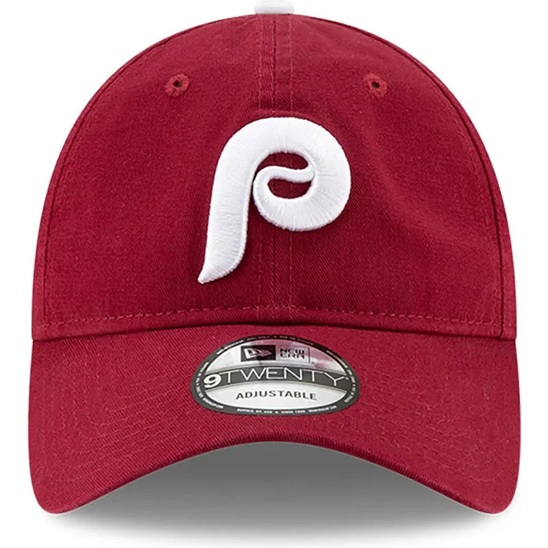 dunkelrote-verstellbare-curved-cap-9twenty-core-classic-der-philadelphia-phillies-mlb-von-new-era