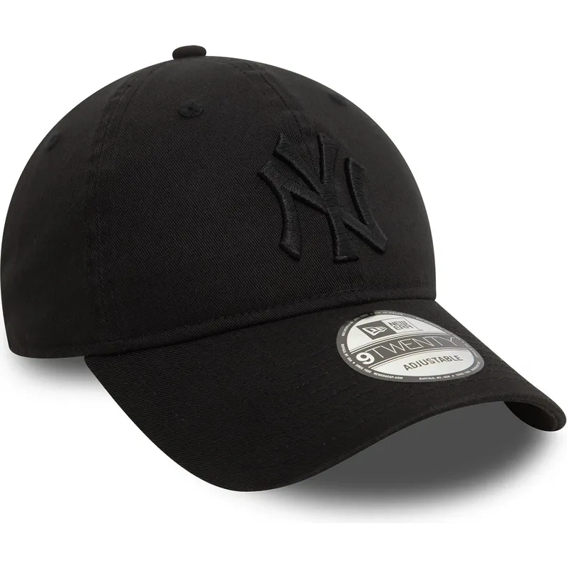schwarze-verstellbare-curved-cap-mit-schwarzem-logo-9twenty-washed-der-new-york-yankees-mlb-von-new-era