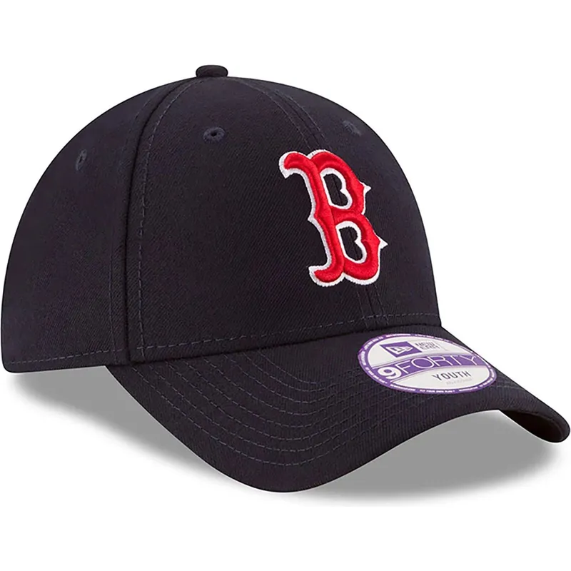 marineblaue-gebogene-verstellbare-kinderkappe-9forty-the-league-der-boston-red-sox-mlb-von-new-era
