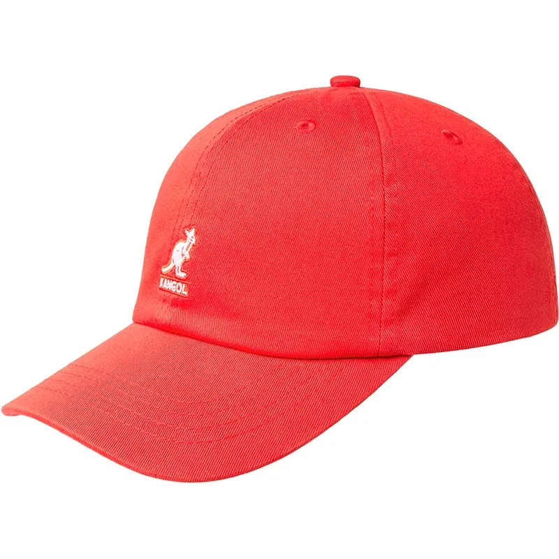 kangol-curved-brim-washed-baseball-cherry-glow-red-adjustable-cap