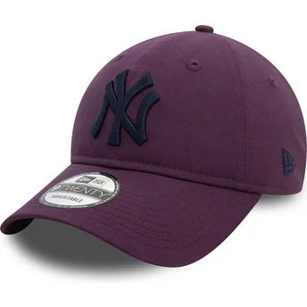 New Era Curved Brim Navy Blue Logo 9TWENTY League Essential New York Yankees MLB Purple Adjustable Cap