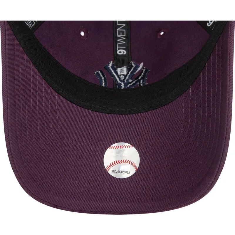 new-era-mlb-new-york-yankees-9twenty-league-essential-violette-verstellbare-kappe-mit-marineblauem-logo