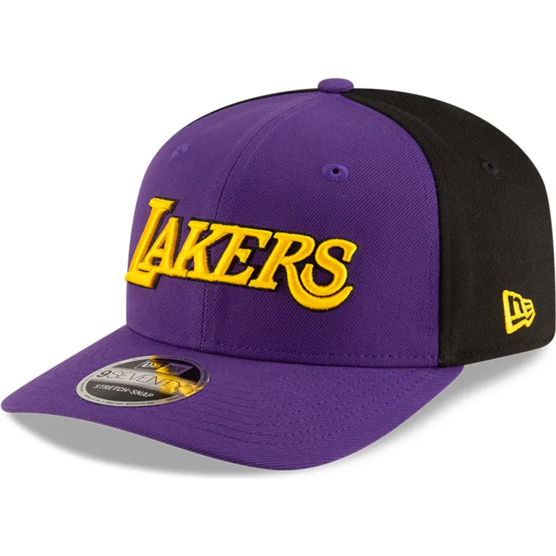 violette-und-schwarze-gebogene-kappe-snapback-9seventy-statement-stretch-snap-der-los-angeles-lakers-nba-von-new-era