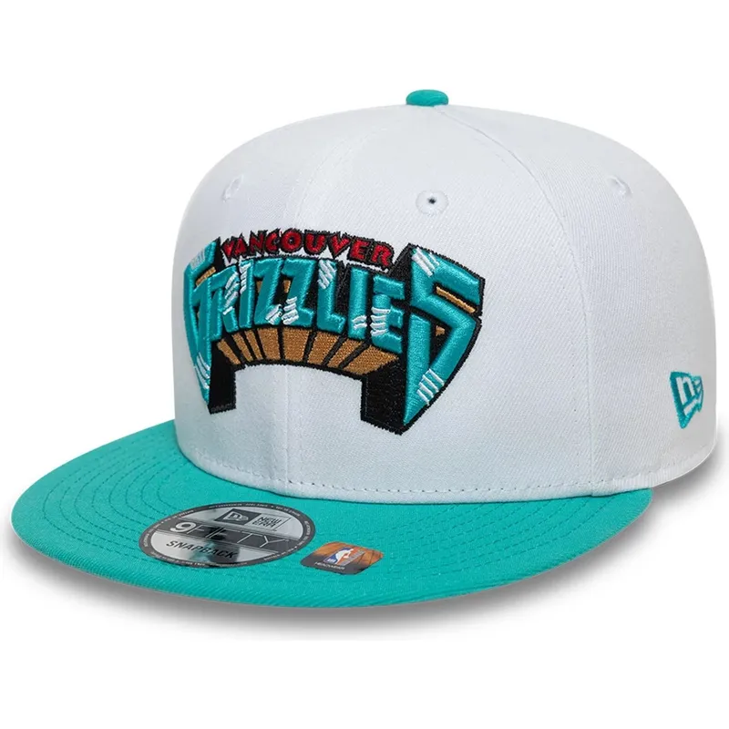 weisse-und-grune-flache-snapback-kappe-9fifty-classic-der-memphis-grizzlies-nba-von-new-era