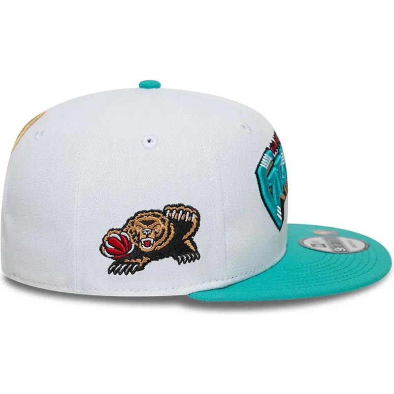 weisse-und-grune-flache-snapback-kappe-9fifty-classic-der-memphis-grizzlies-nba-von-new-era