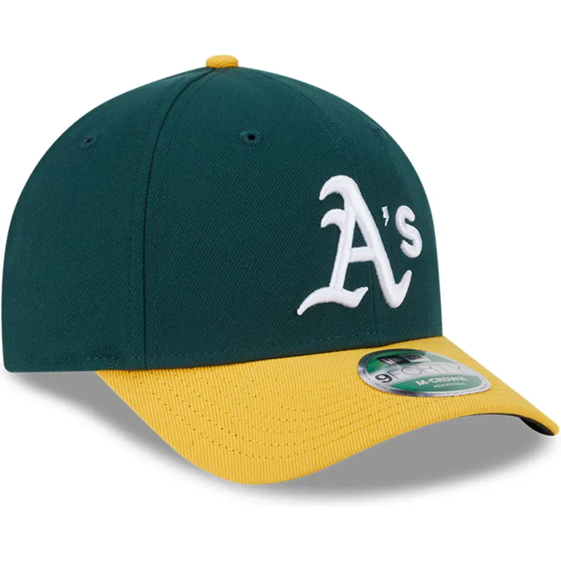 grune-und-gelbe-gebogene-kappe-snapback-9forty-m-crown-player-replica-von-oakland-athletics-mlb-von-new-era