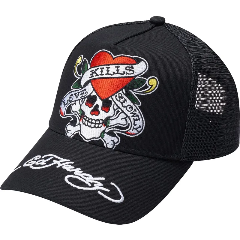 siltovka-zaoblena-cierna-snapback-love-kills-slowly-ed-hardy