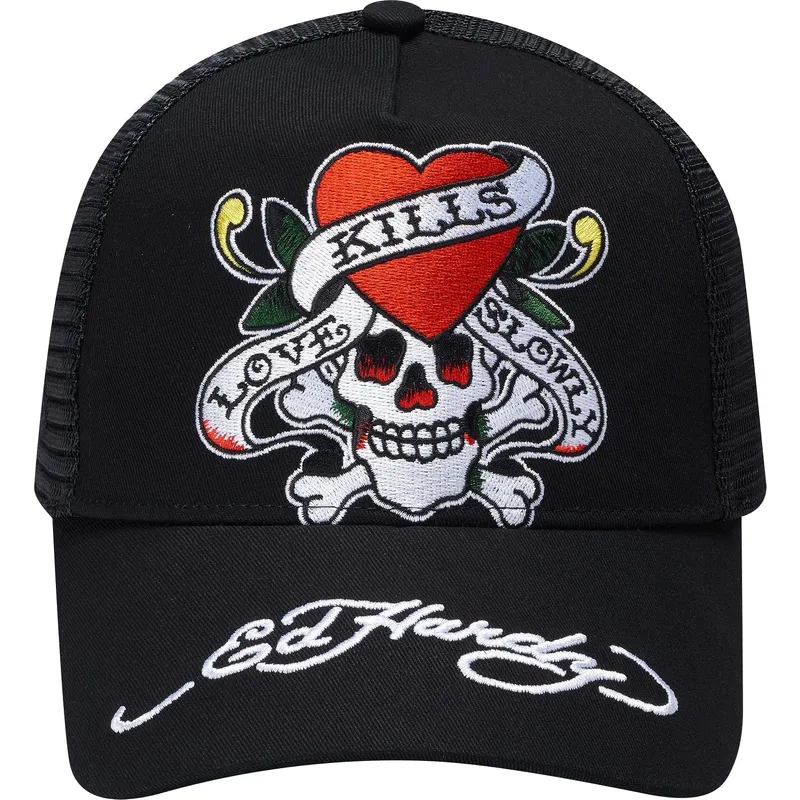 siltovka-zaoblena-cierna-snapback-love-kills-slowly-ed-hardy