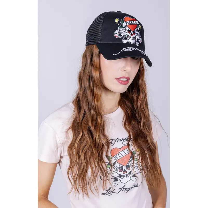 siltovka-zaoblena-cierna-snapback-love-kills-slowly-ed-hardy