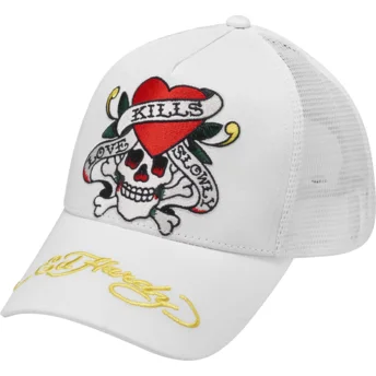 Ed Hardy weiße Trucker-Cap Love Kills Slowly