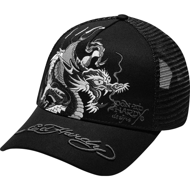siltovka-zaoblena-cierna-snapback-mono-giant-ed-hardy