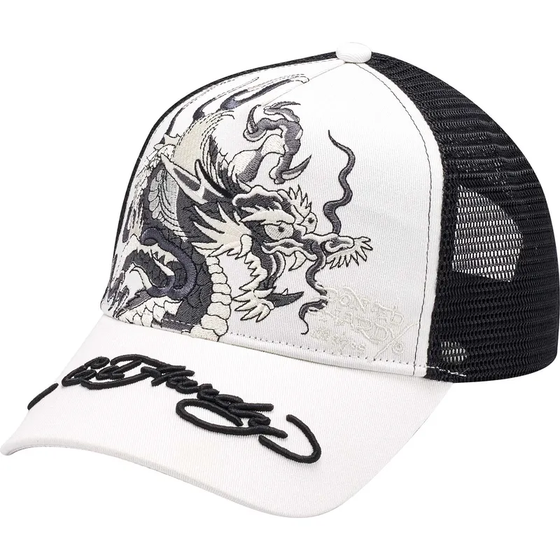 siltovka-zaoblena-biely-snapback-mono-giant-ed-hardy
