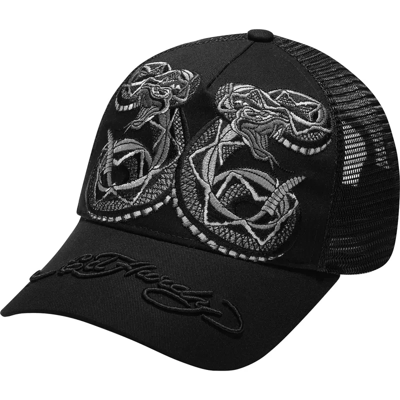 siltovka-zaoblena-cierna-snapback-duo-black-snake-ed-hardy