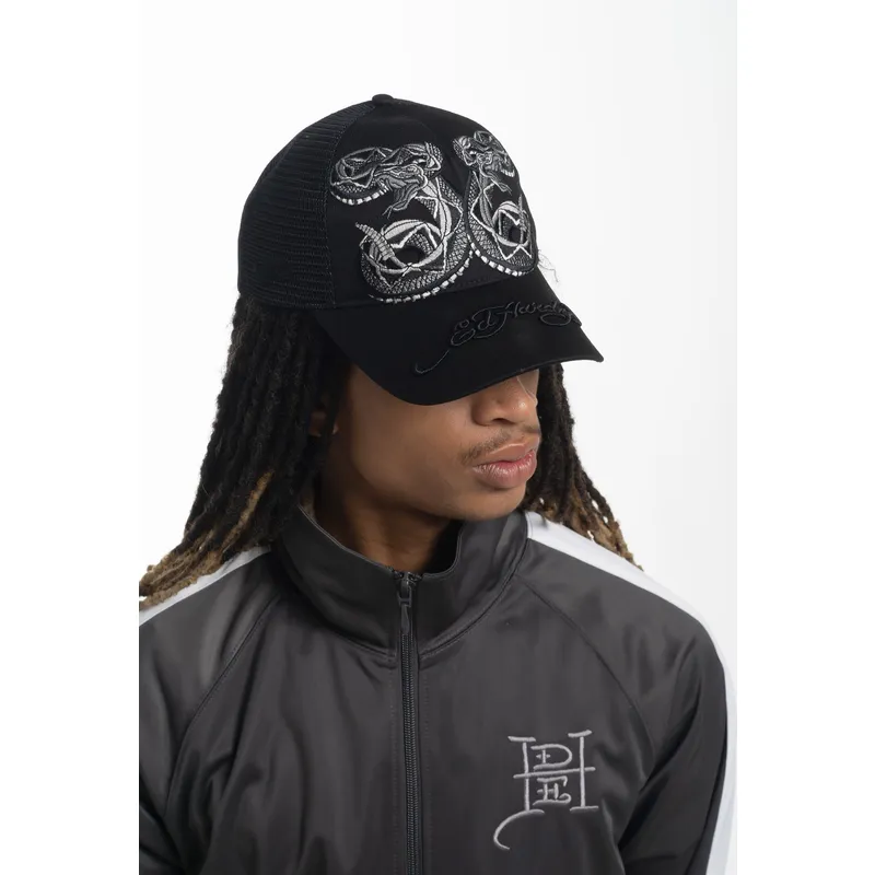 siltovka-zaoblena-cierna-snapback-duo-black-snake-ed-hardy