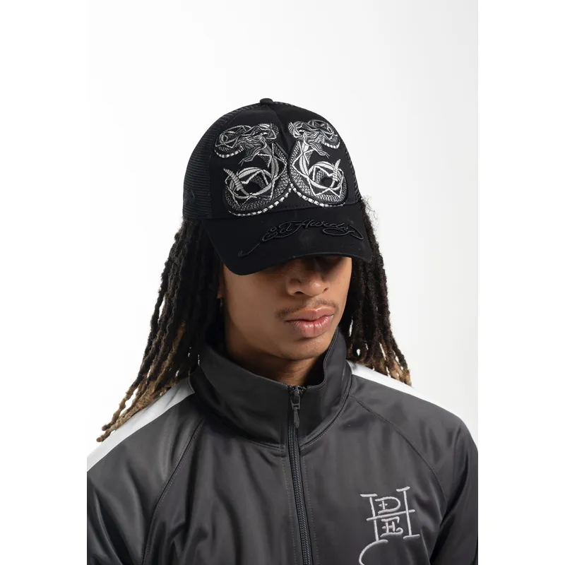 siltovka-zaoblena-cierna-snapback-duo-black-snake-ed-hardy