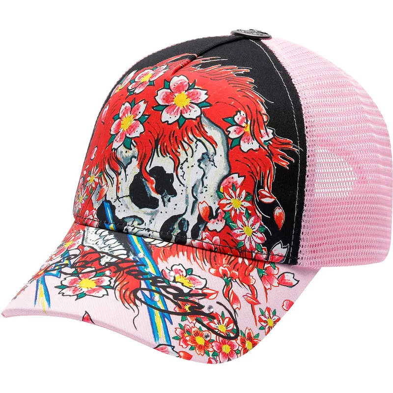 siltovka-zaoblena-ruzova-snapback-ghost-ed-hardy