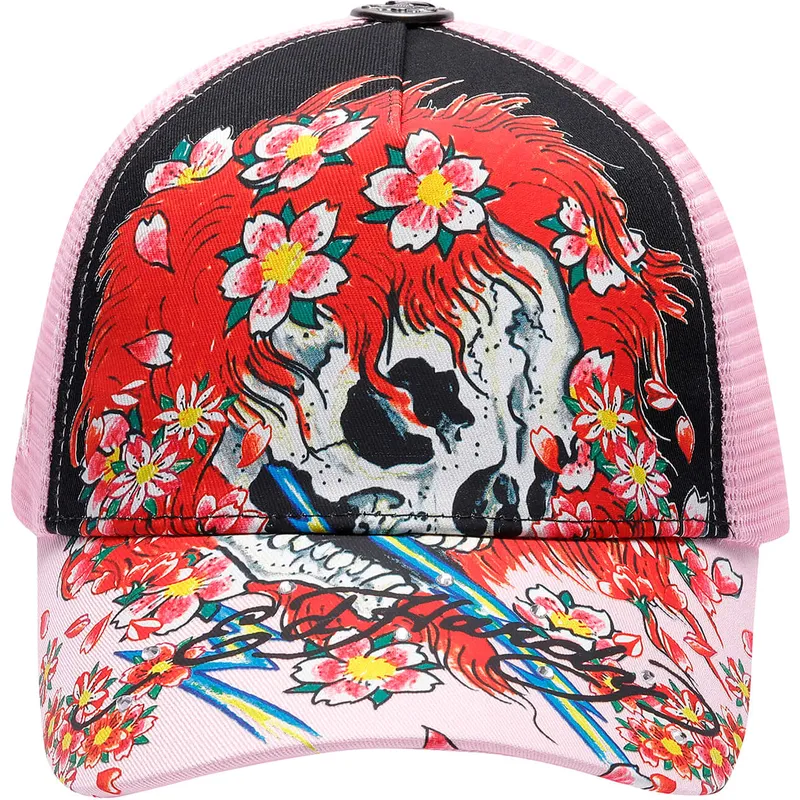 siltovka-zaoblena-ruzova-snapback-ghost-ed-hardy