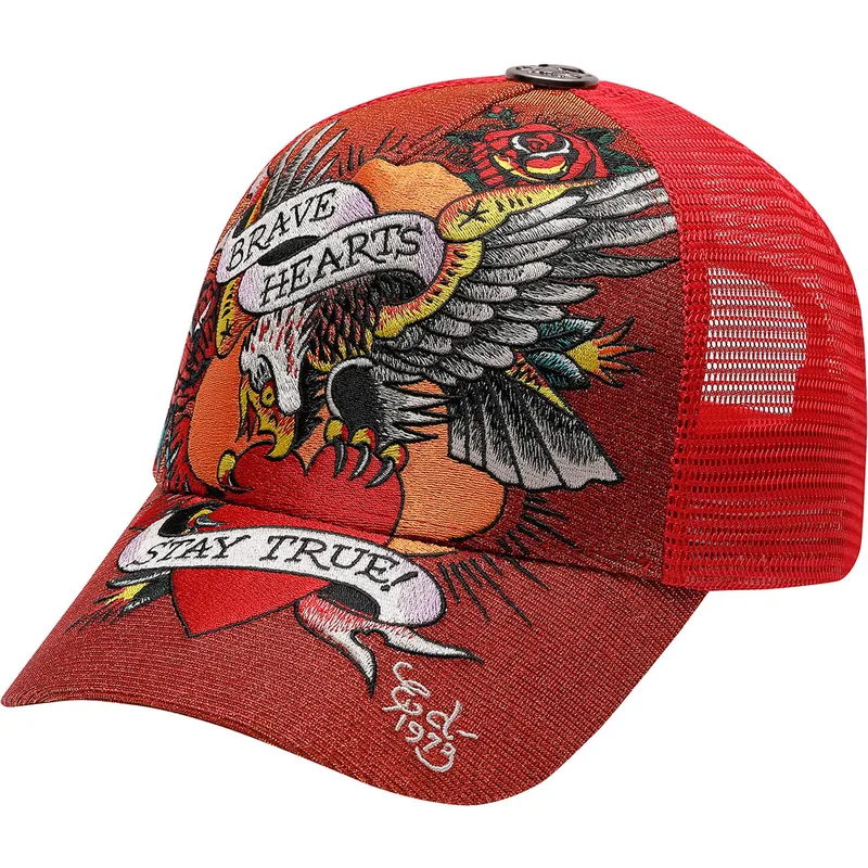 siltovka-zaoblena-cervena-snapback-brave-hearts-ed-hardy