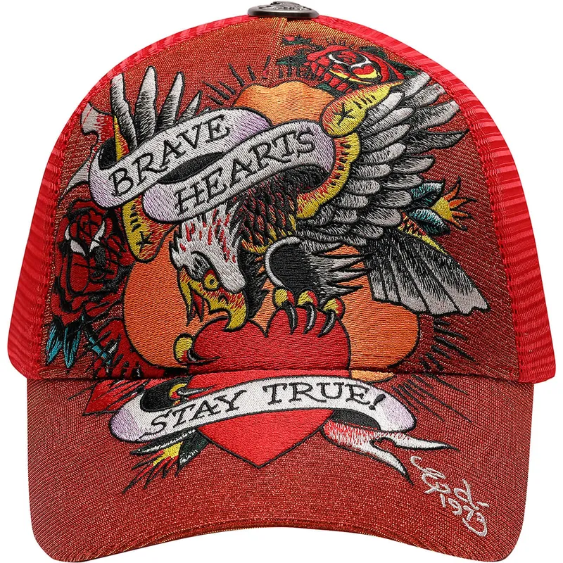 siltovka-zaoblena-cervena-snapback-brave-hearts-ed-hardy